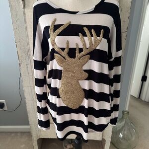 Black and White Gold Deer Top
